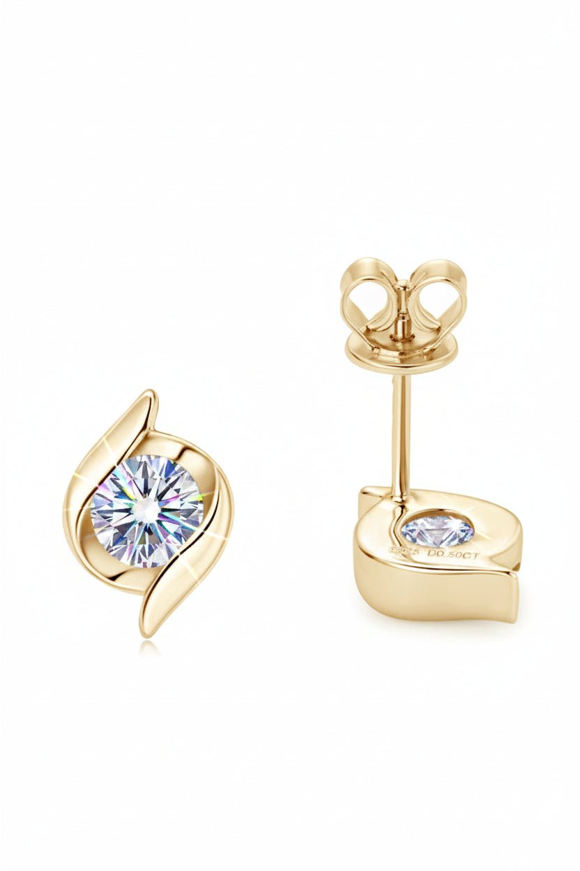 Modern Celestial Elegance: 1-Carat Round VVS1 Moissanite Swirl Stud Earrings | Earrings | Moissanite Shine