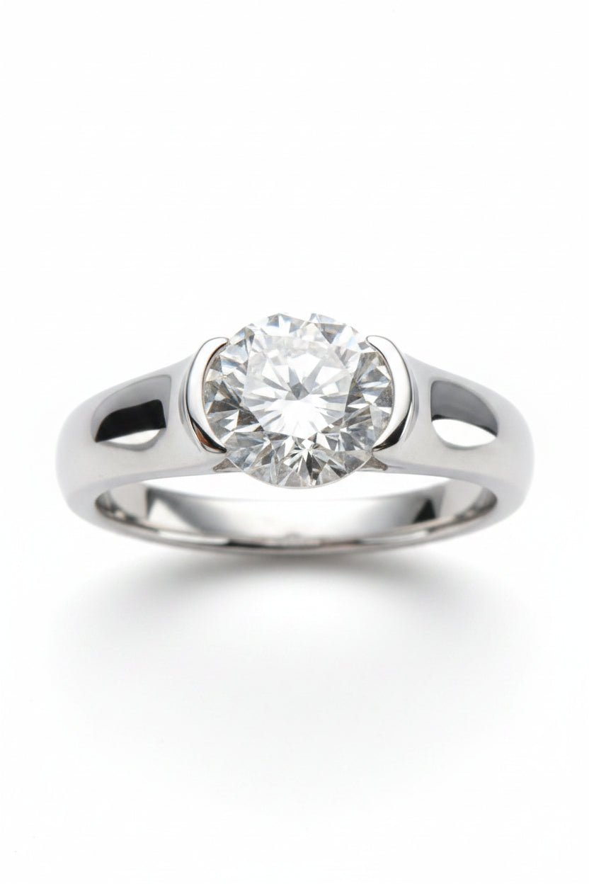 Modern Sleek Solitaire: A 2-Carat Round Brilliant Moissanite Masterpiece | RING | Moissanite Shine