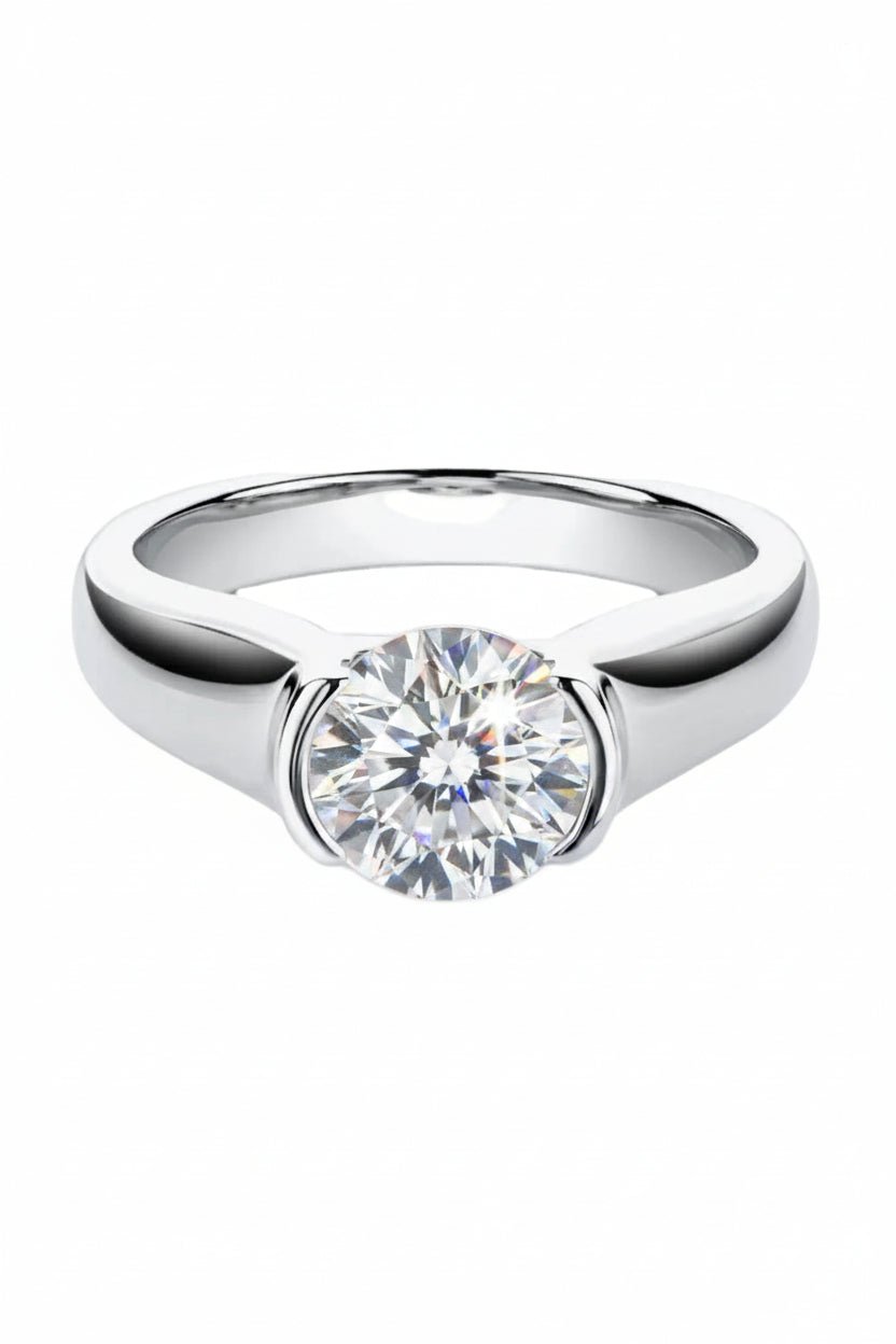 Modern Sleek Solitaire: A 2-Carat Round Brilliant Moissanite Masterpiece | RING | Moissanite Shine