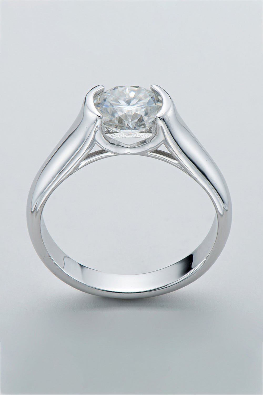 Modern Sleek Solitaire: A 2-Carat Round Brilliant Moissanite Masterpiece | RING | Moissanite Shine