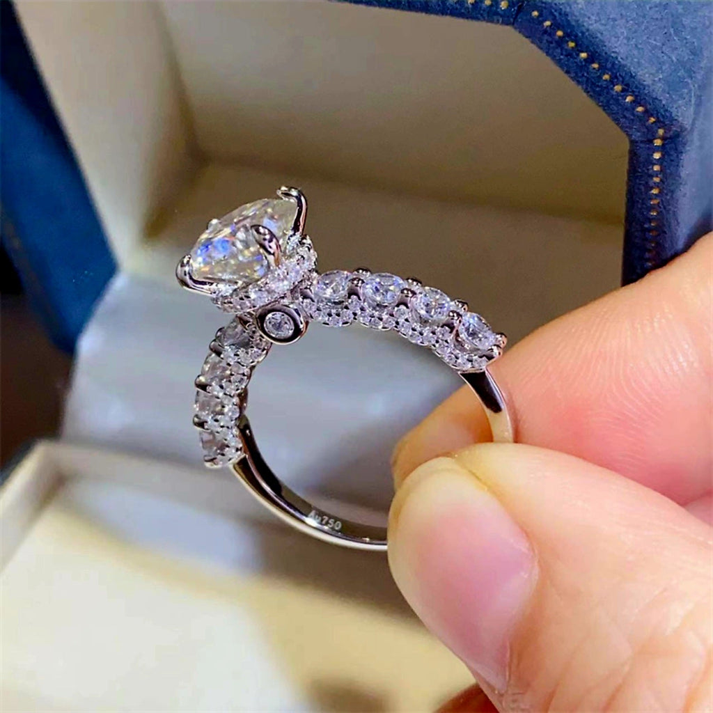 MoissaniteShine 2ct Round Cut D Color VVS1 Solitaire Engagement Ring GRA Certified | RING | Moissanite Shine