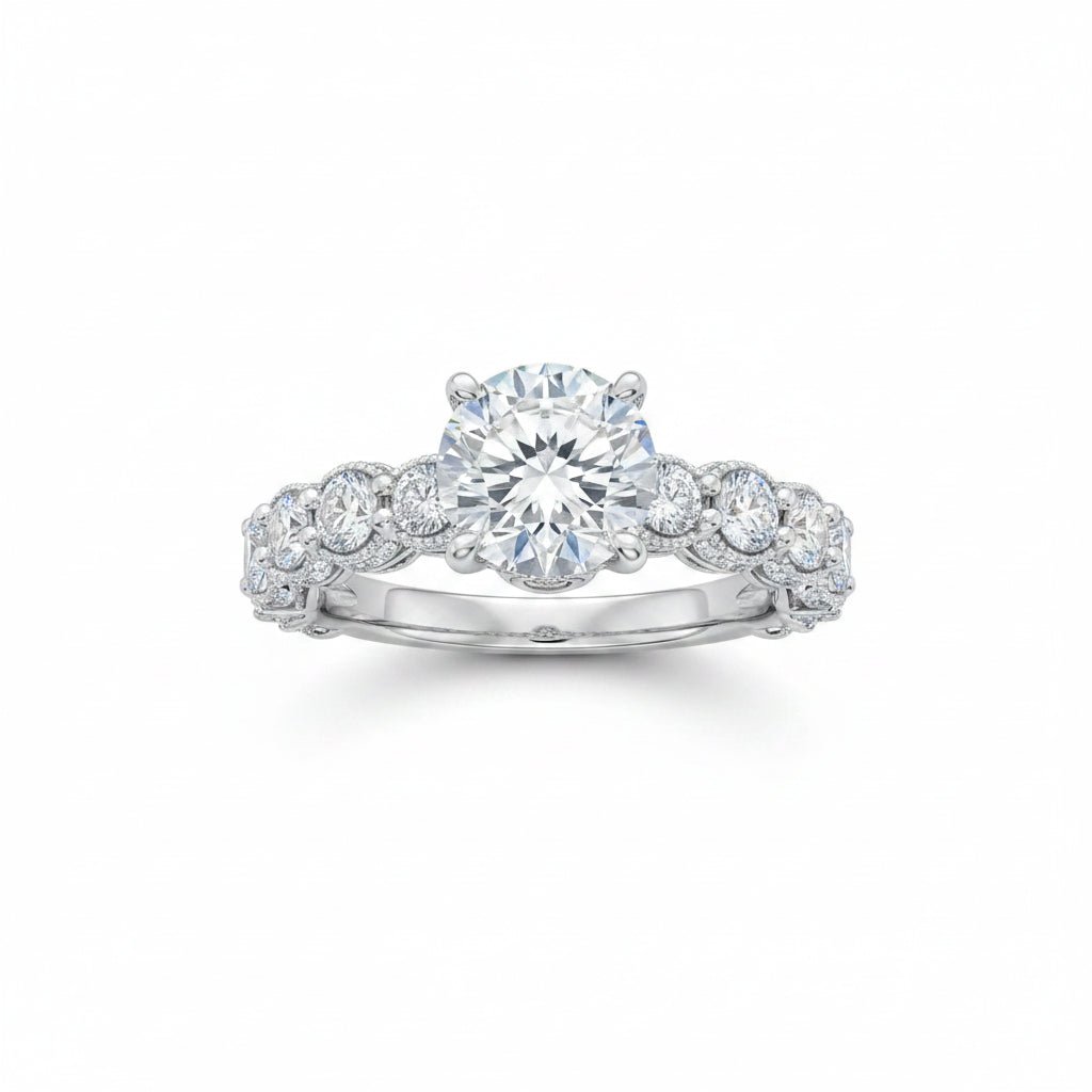 MoissaniteShine 2ct Round Cut D Color VVS1 Solitaire Engagement Ring GRA Certified | RING | Moissanite Shine