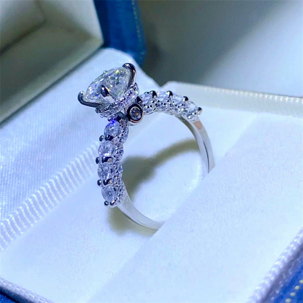 MoissaniteShine 2ct Round Cut D Color VVS1 Solitaire Engagement Ring GRA Certified | RING | Moissanite Shine