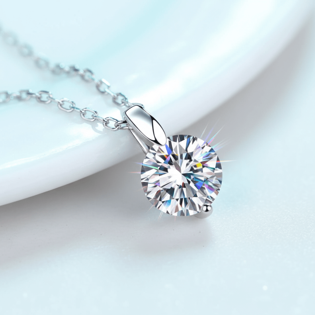 MoissaniteShine 2ct Round Cut D Color VVS1 Solitaire Pendant Necklace GRA Certified | Necklace | Moissanite Shine