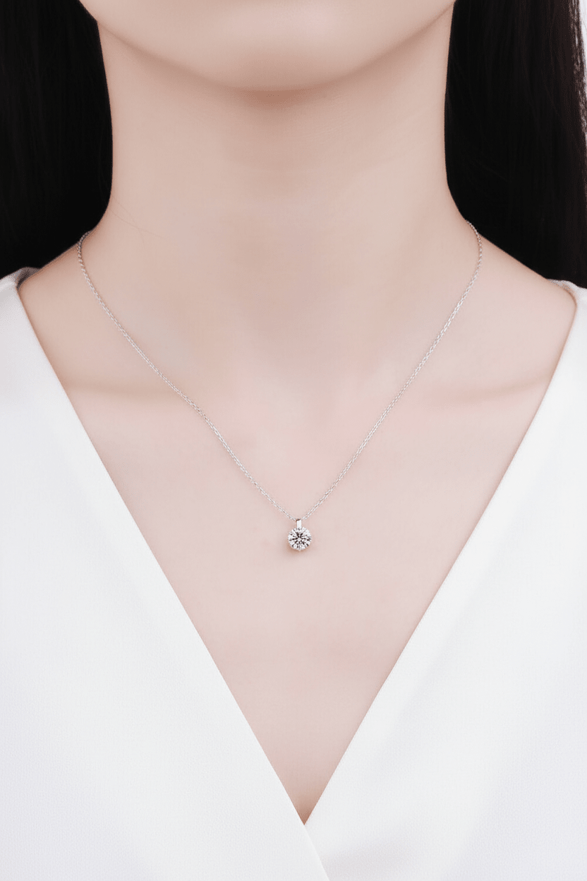 MoissaniteShine 2ct Round Cut D Color VVS1 Solitaire Pendant Necklace GRA Certified | Necklace | Moissanite Shine