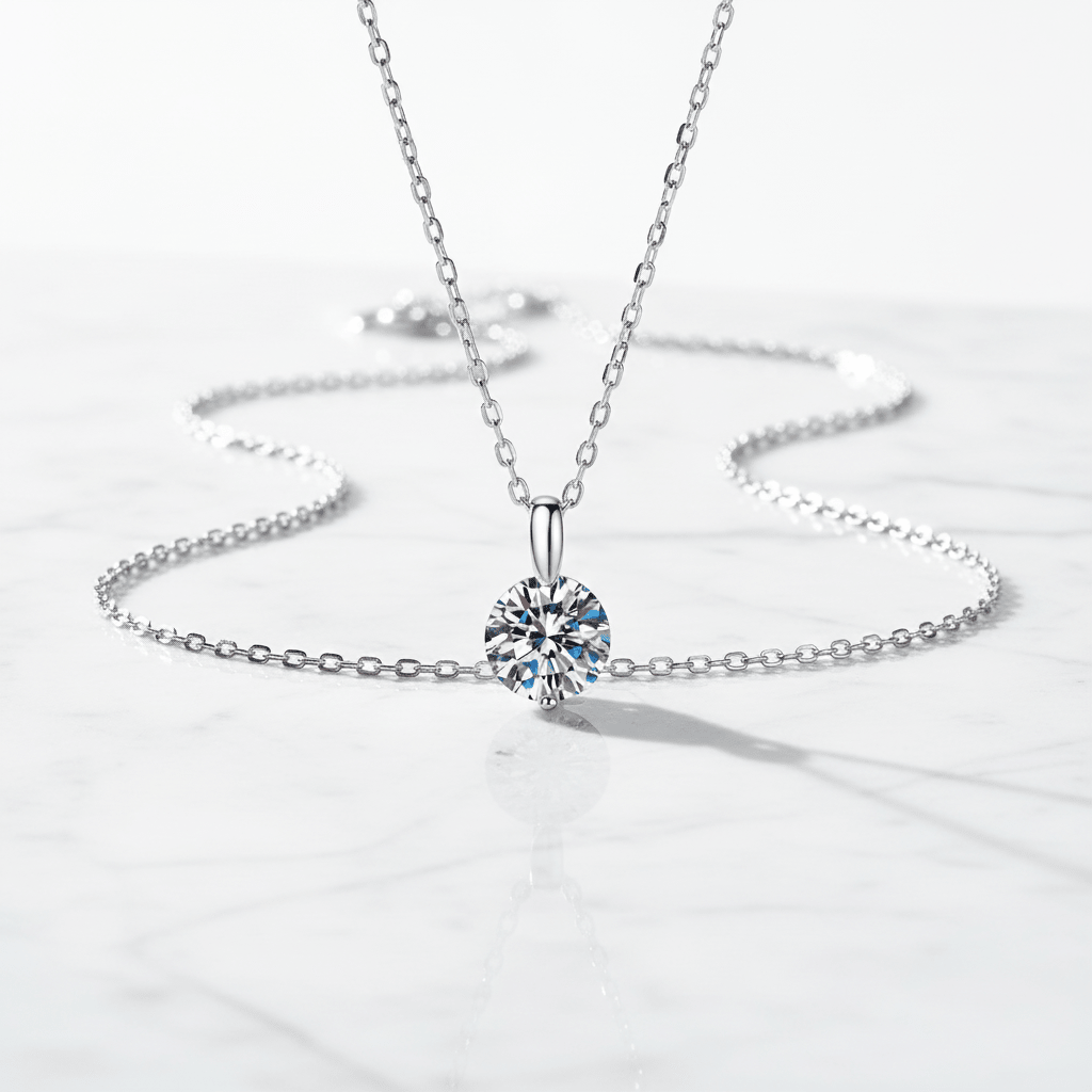 MoissaniteShine 2ct Round Cut D Color VVS1 Solitaire Pendant Necklace GRA Certified | Necklace | Moissanite Shine