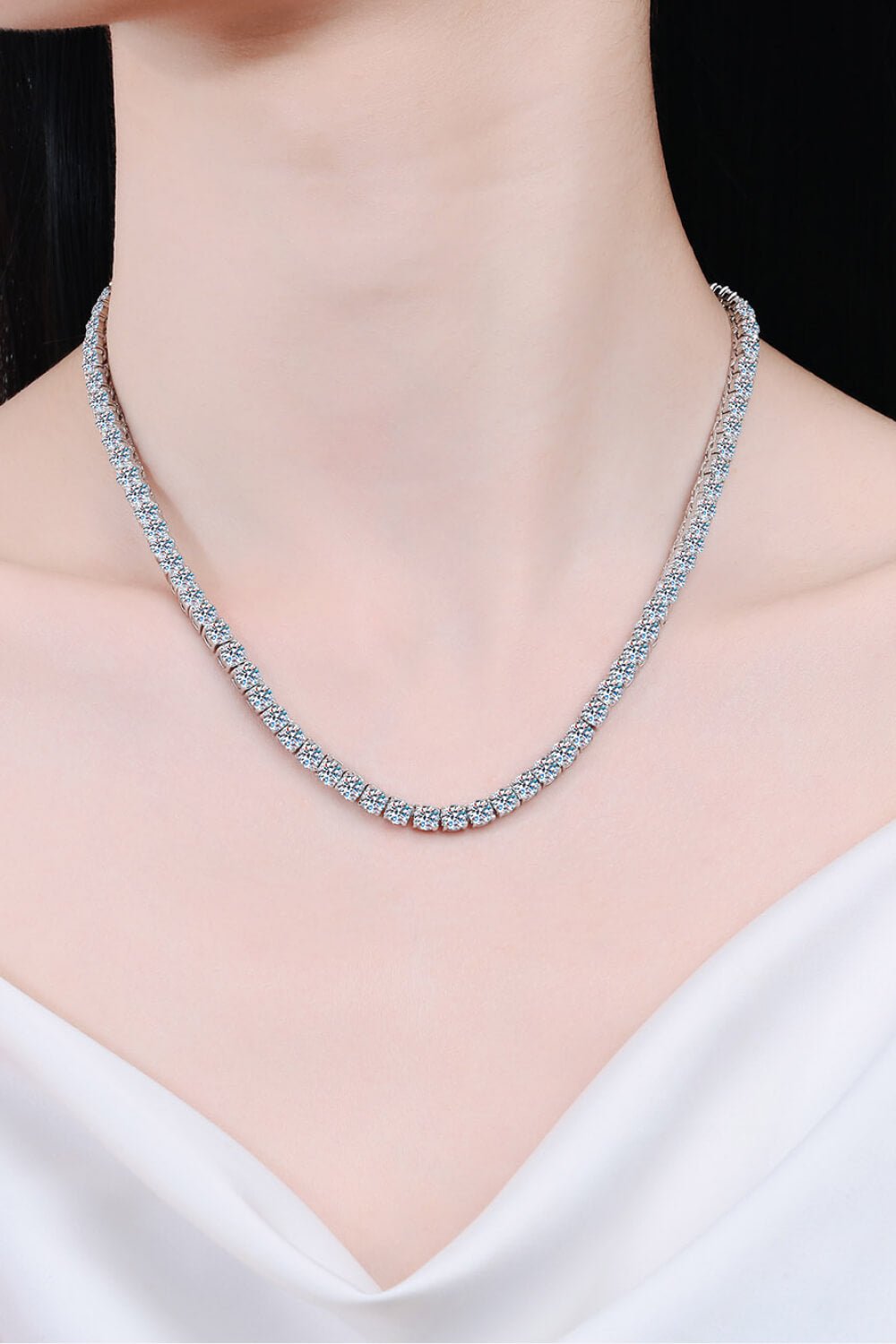 Royal Moissanite Tennis Necklace – 31.8 TCW Round Cut VVS1 D Color (GRA Certified) | Necklace | Moissanite Shine