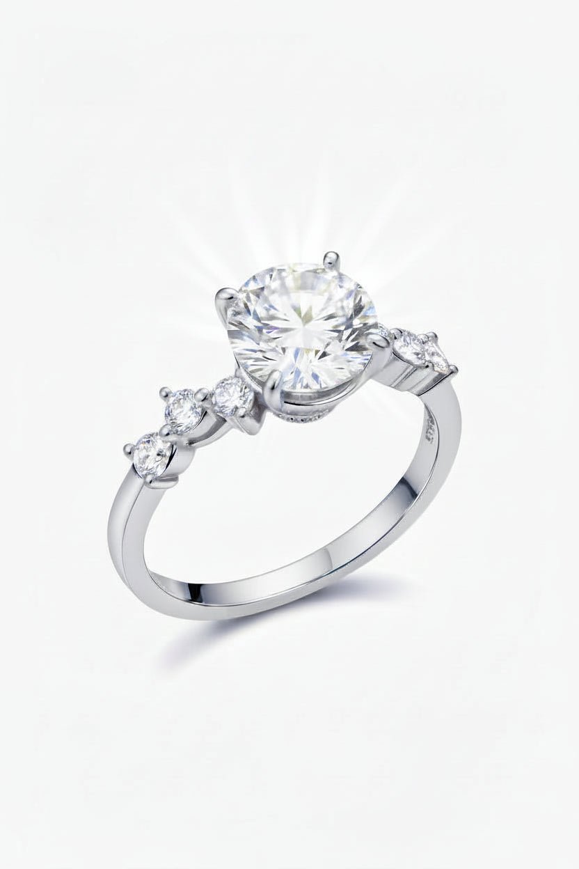 The Aura Round Halo Ring: A 2-Carat Round Cut VVS1 Moissanite Engagement Ring | RING | Moissanite Shine