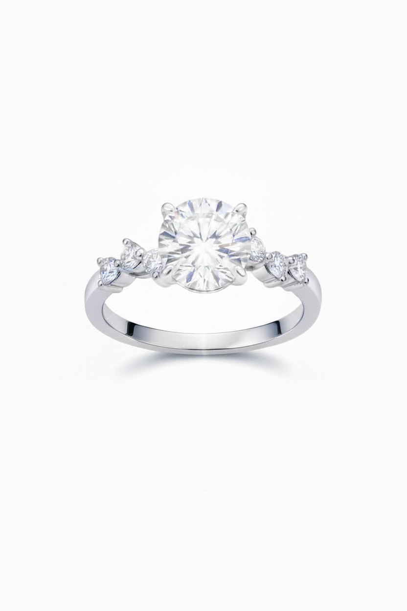 The Aura Round Halo Ring: A 2-Carat Round Cut VVS1 Moissanite Engagement Ring | RING | Moissanite Shine