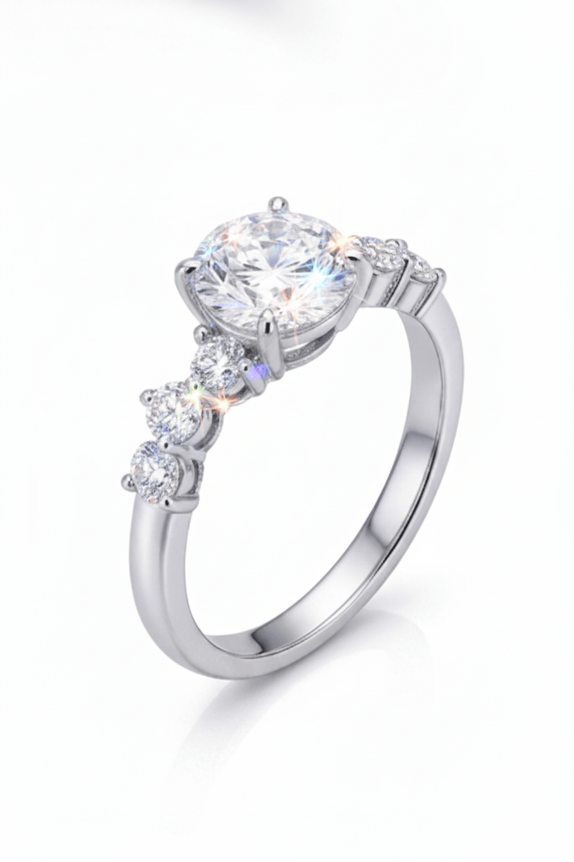 The Aura Round Halo Ring: A 2-Carat Round Cut VVS1 Moissanite Engagement Ring | RING | Moissanite Shine