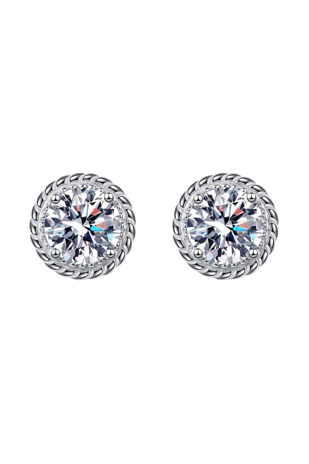 The Aura Studs: 2-Carat Total Weight Round Brilliant VVS1 Moissanite Earrings | Earrings | Moissanite Shine