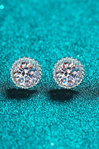 The Aura Studs: 2-Carat Total Weight Round Brilliant VVS1 Moissanite Earrings | Earrings | Moissanite Shine