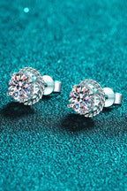 The Aura Studs: 2-Carat Total Weight Round Brilliant VVS1 Moissanite Earrings | Earrings | Moissanite Shine