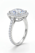 The Aurelia Cushion Halo Ring: A 3-Carat Cushion Cut VVS1 Moissanite Engagement Ring | RING | Moissanite Shine