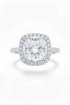 The Aurelia Cushion Halo Ring: A 3-Carat Cushion Cut VVS1 Moissanite Engagement Ring | RING | Moissanite Shine