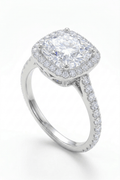 The Aurelia Cushion Halo Ring: A 3-Carat Cushion Cut VVS1 Moissanite Engagement Ring | RING | Moissanite Shine