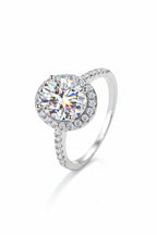 The Celeste Oval Halo Ring: A 2-Carat Oval Cut VVS1 Moissanite Engagement Ring | RING | Moissanite Shine