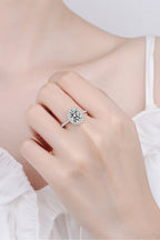 The Celeste Oval Halo Ring: A 2-Carat Oval Cut VVS1 Moissanite Engagement Ring | RING | Moissanite Shine