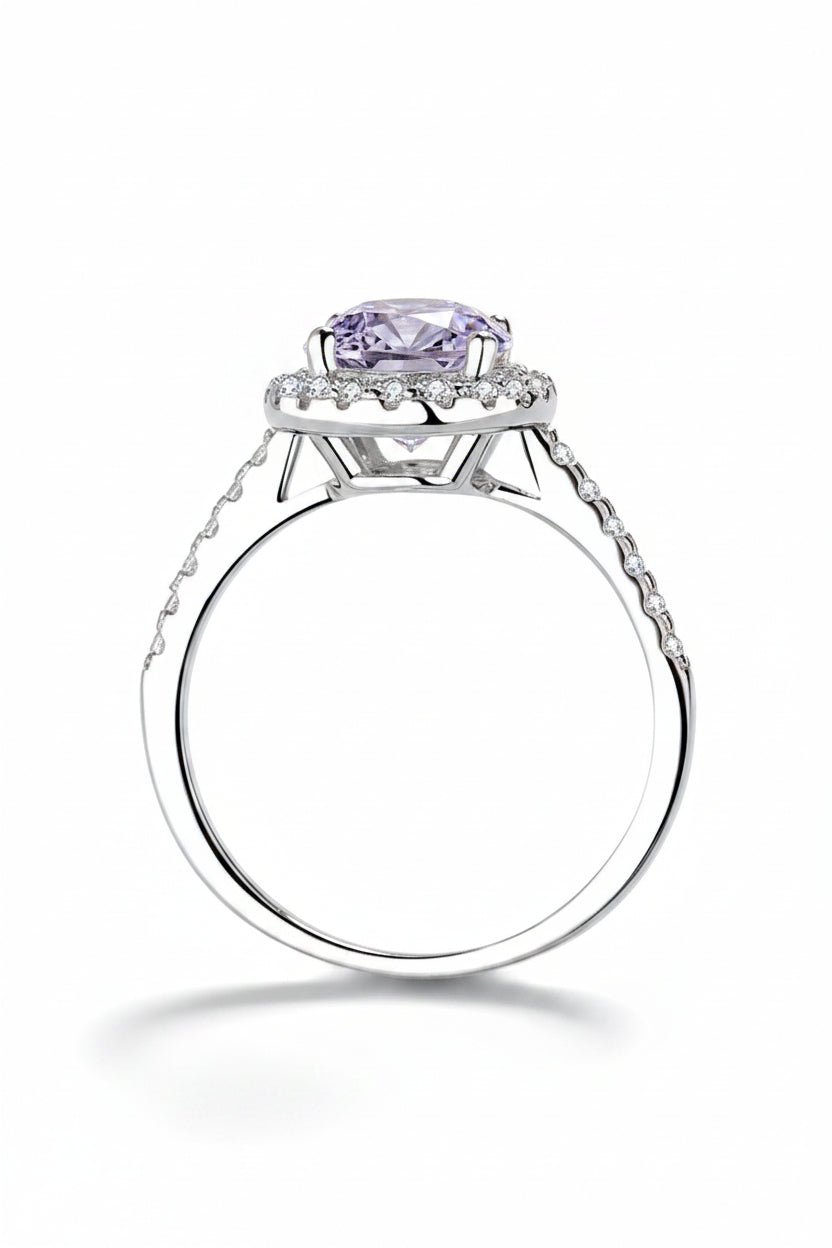 The Celeste Oval Halo Ring: A 2-Carat Oval Cut VVS1 Moissanite Engagement Ring | RING | Moissanite Shine