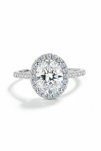 The Celeste Oval Halo Ring: A 2-Carat Oval Cut VVS1 Moissanite Engagement Ring | RING | Moissanite Shine