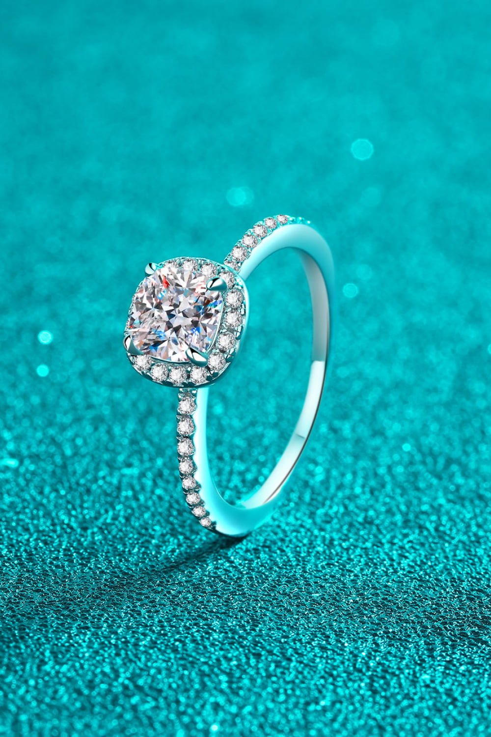 The Majestic Princess Halo Ring: A 1-Carat Princess Cut VVS1 Moissanite Engagement Ring | RING | Moissanite Shine