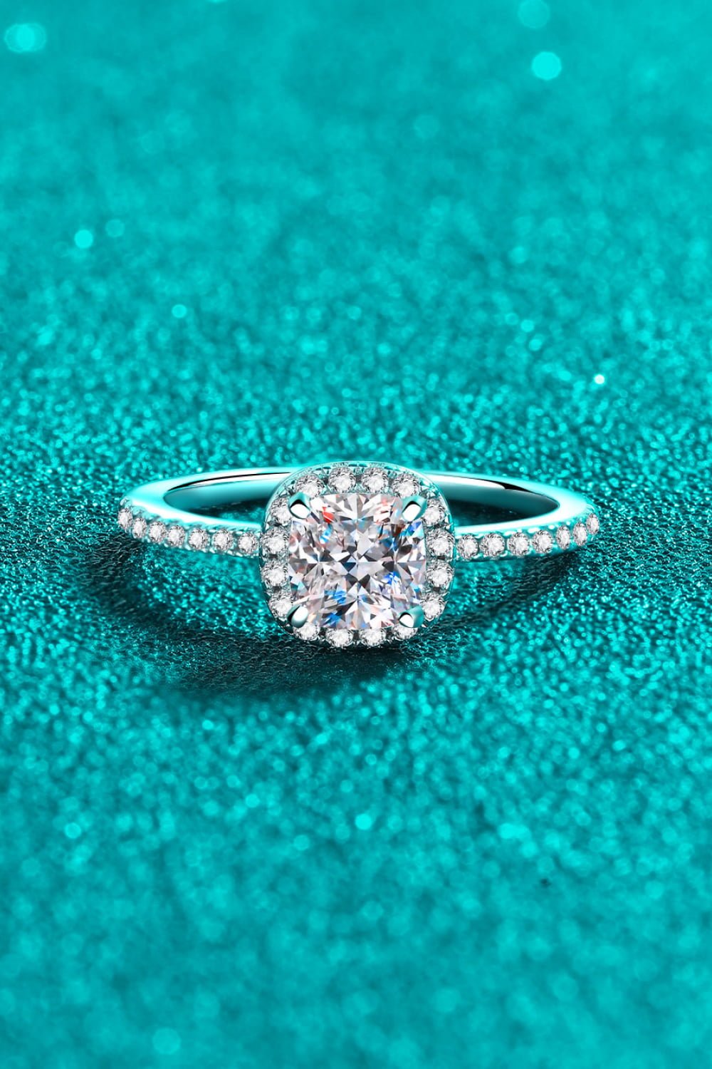 The Majestic Princess Halo Ring: A 1-Carat Princess Cut VVS1 Moissanite Engagement Ring | RING | Moissanite Shine