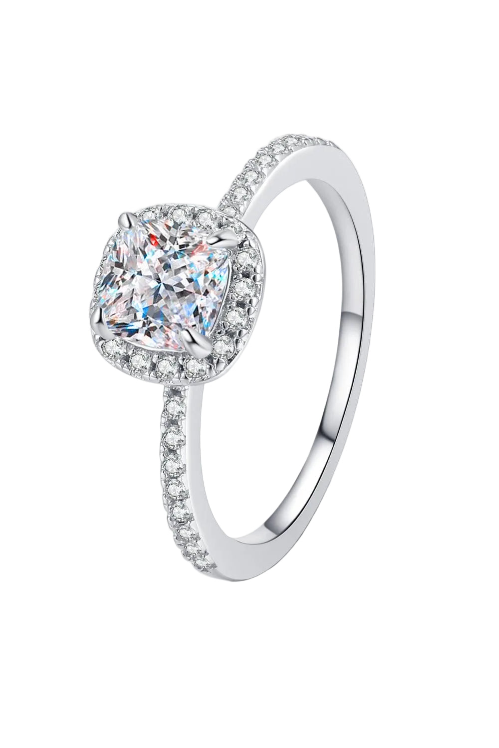The Majestic Princess Halo Ring: A 1-Carat Princess Cut VVS1 Moissanite Engagement Ring | RING | Moissanite Shine