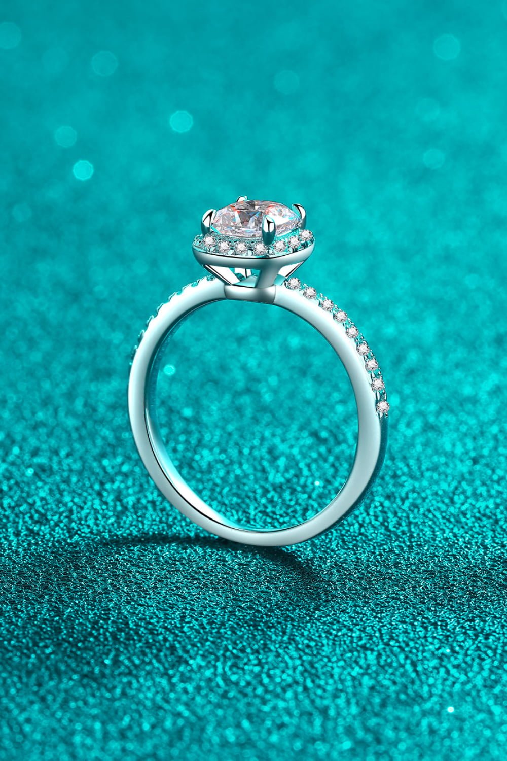The Majestic Princess Halo Ring: A 1-Carat Princess Cut VVS1 Moissanite Engagement Ring | RING | Moissanite Shine