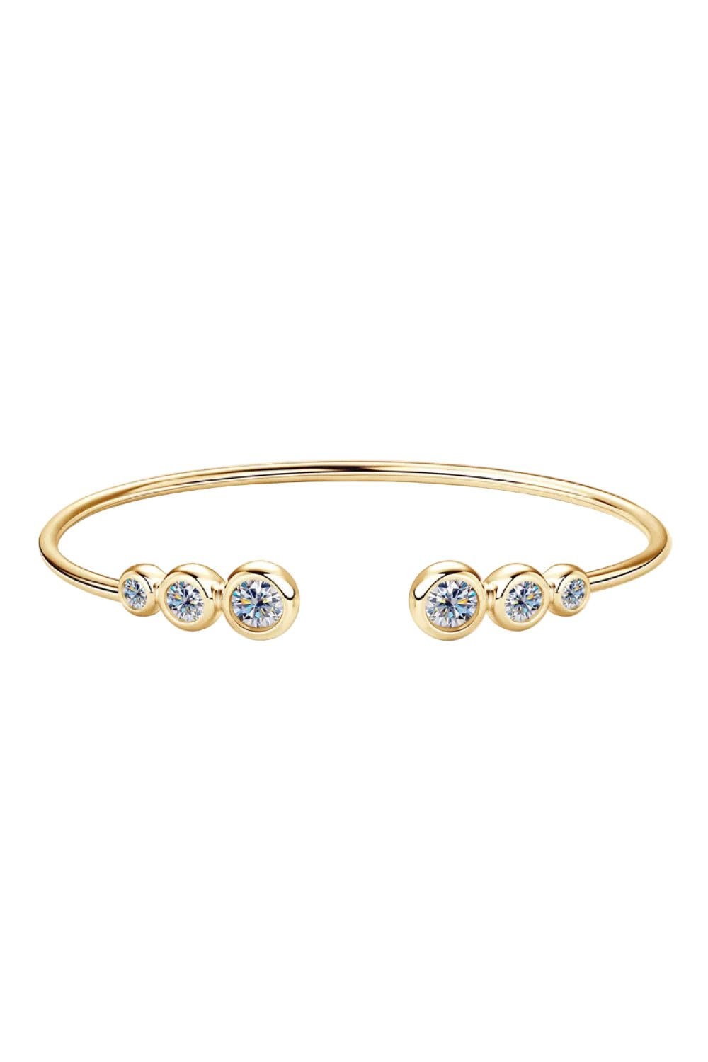 The Stella Open Bangle: A 1.8-Carat Round Cut VVS1 Moissanite Modern Cuff | Bracelet | Moissanite Shine