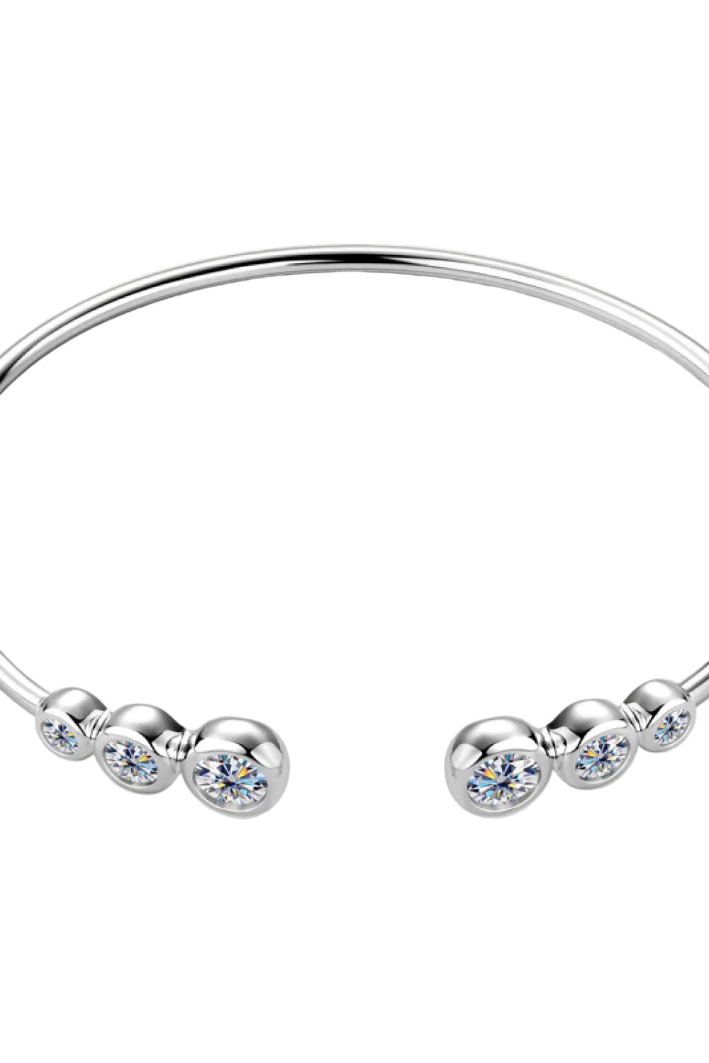 The Stella Open Bangle: A 1.8-Carat Round Cut VVS1 Moissanite Modern Cuff | Bracelet | Moissanite Shine