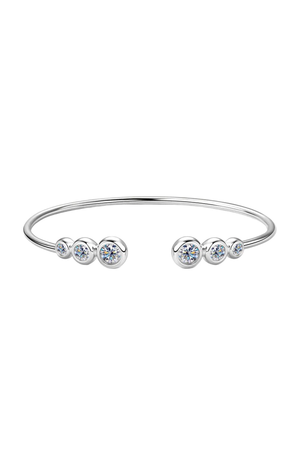 The Stella Open Bangle: A 1.8-Carat Round Cut VVS1 Moissanite Modern Cuff | Bracelet | Moissanite Shine