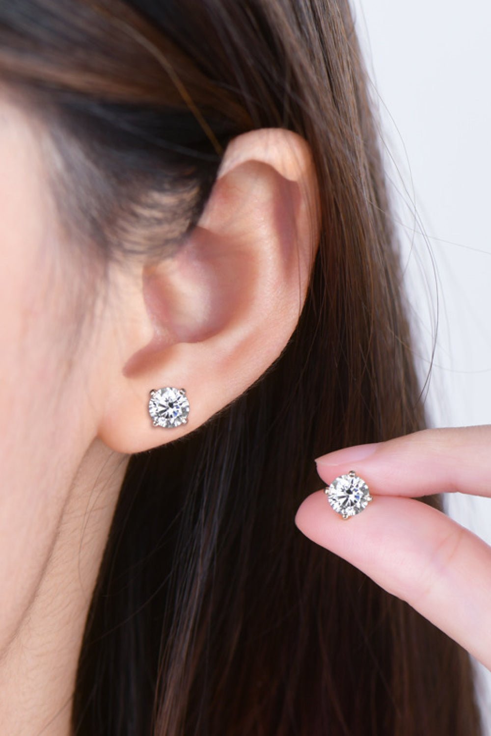 The Stellar Solitaire: 2-Carat Round Cut VVS1 Moissanite Modern Stud Earrings | Earrings | Moissanite Shine