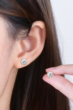 The Stellar Solitaire: 2-Carat Round Cut VVS1 Moissanite Modern Stud Earrings | Earrings | Moissanite Shine