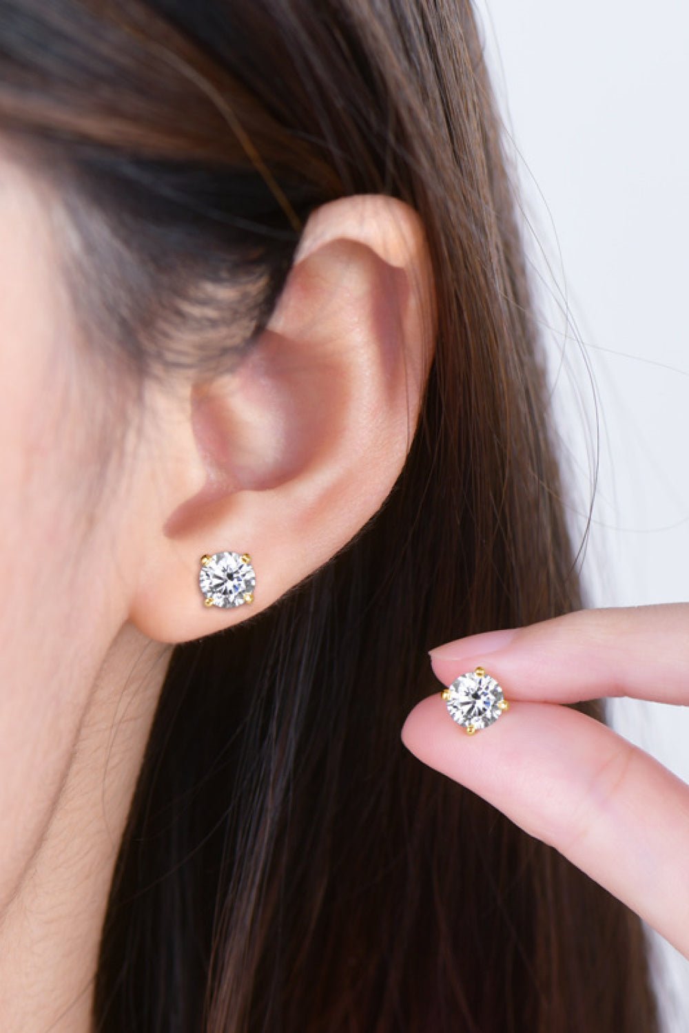 The Stellar Solitaire: 2-Carat Round Cut VVS1 Moissanite Modern Stud Earrings | Earrings | Moissanite Shine