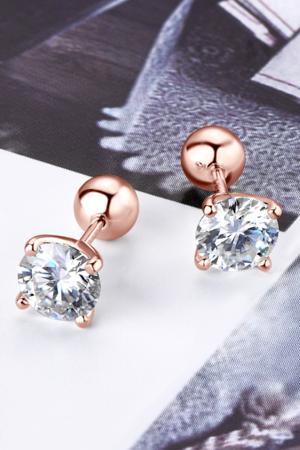 The Stellar Solitaire: 2-Carat Round Cut VVS1 Moissanite Modern Stud Earrings | Earrings | Moissanite Shine