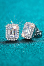 Timeless Emerald Halo: 1-Carat VVS1 Moissanite Contemporary Stud Earrings | Earrings | Moissanite Shine