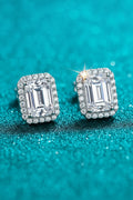 Timeless Emerald Halo: 1-Carat VVS1 Moissanite Contemporary Stud Earrings | Earrings | Moissanite Shine